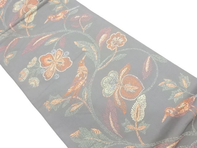 花鳥模様織出し袋帯